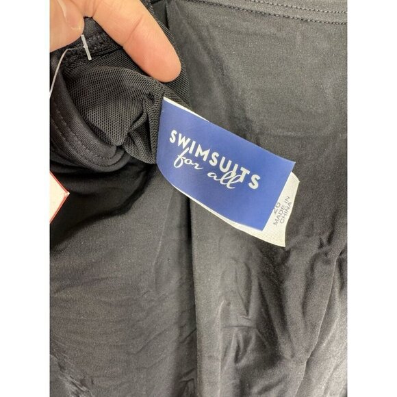 NWT Swimsuits for All One Piece Swimsuit Womens 26 Black V-Neck Shelf Bra Lined - Picture 7 of 13